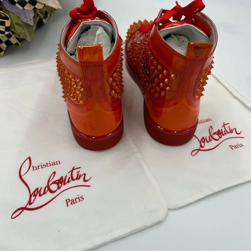 Men’s Christian Louboutin spike accent high top sneakers size 42 made in…
